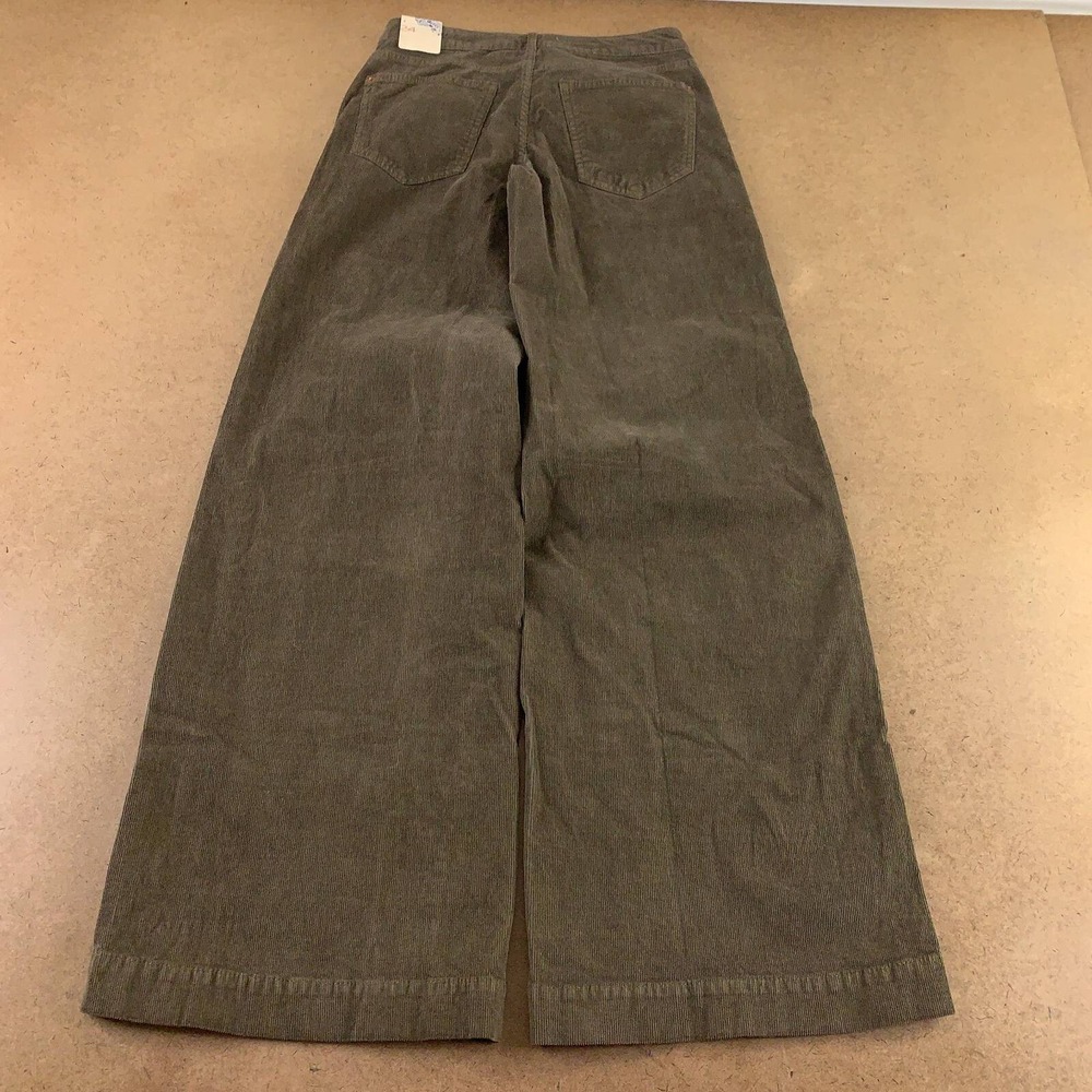 Pilcro Womens Size 24 Regular Olive Green Corduroy Gwen Wide Leg Pant NWT - Picture 2 of 8